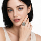 Anillo Margarita Texturizada Plateado Ajustable Para Mujer Plateado Unitalla