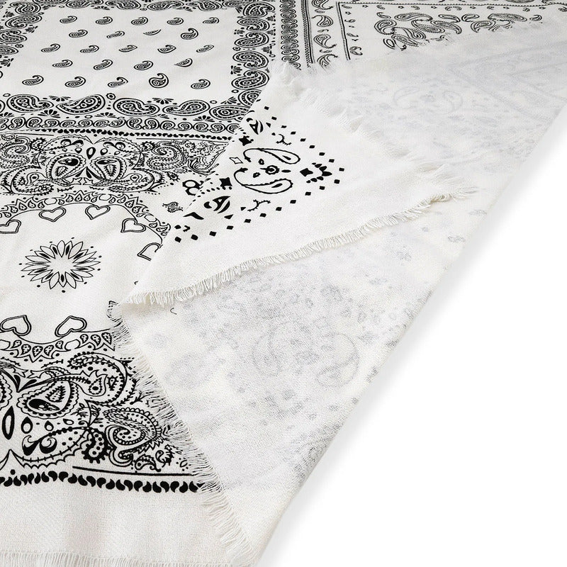 Chalina Chal Elegante Suave Para Mujer 130x130cm Blanco Blanco Figuras Unitalla