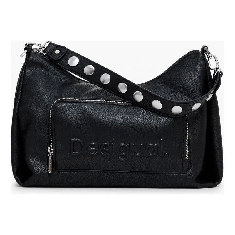 Bolso De Mano Para Mujer Mod.24waxp972000 Marca Desigual® Negro Lisa Níquel