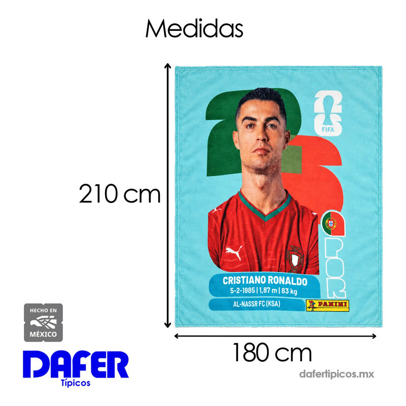 Frazada Ligera Super Suave Matrimonial Futbol Providencia® Equipo 500 G Cr7 Panini
