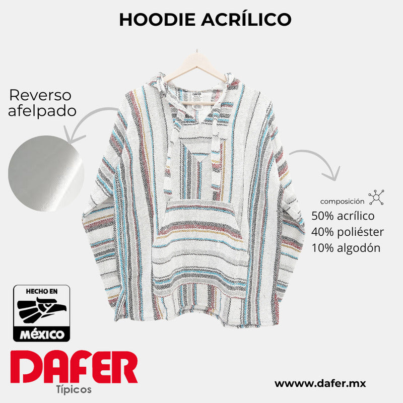 Suéter Poncho Canguro Artesanal Hoodie Acrilico Colores