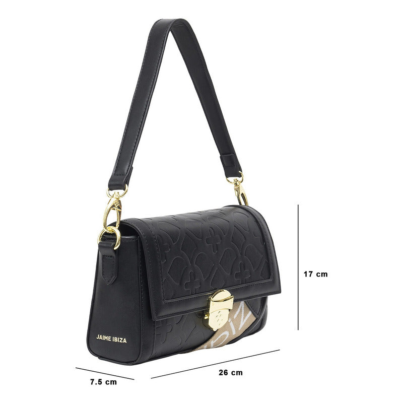 Bolso De Mano Para Mujer Mod. Ji2133 Marca Jaime Ibiza® Negro Geométrico Níquel Nude/negro
