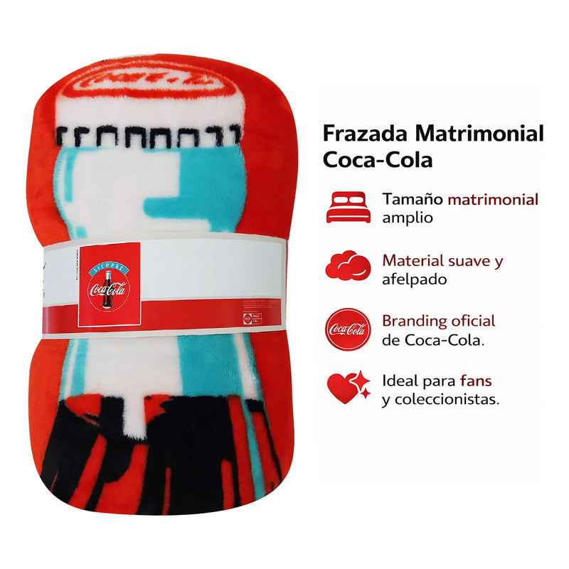 Cobertor Ligero Super Suave Matrimonial Diseños Providencia® Coca Cola 850 G Multicolor