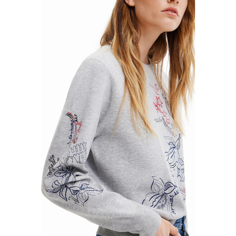 Suéter Casual Para Mujer Estampado Original Marca Desigual® Multicolor 22wwjfaf