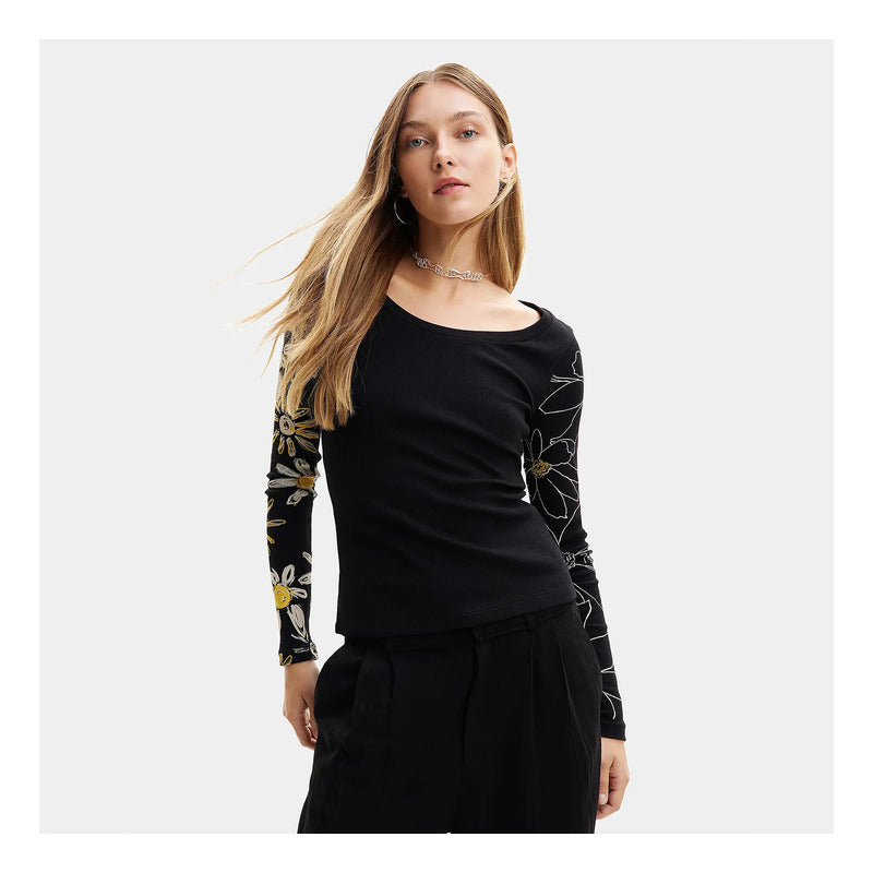 Blusa Casual Para Mujer Con Diseño Artístico Marca Desigual® Multicolor 24swtkac