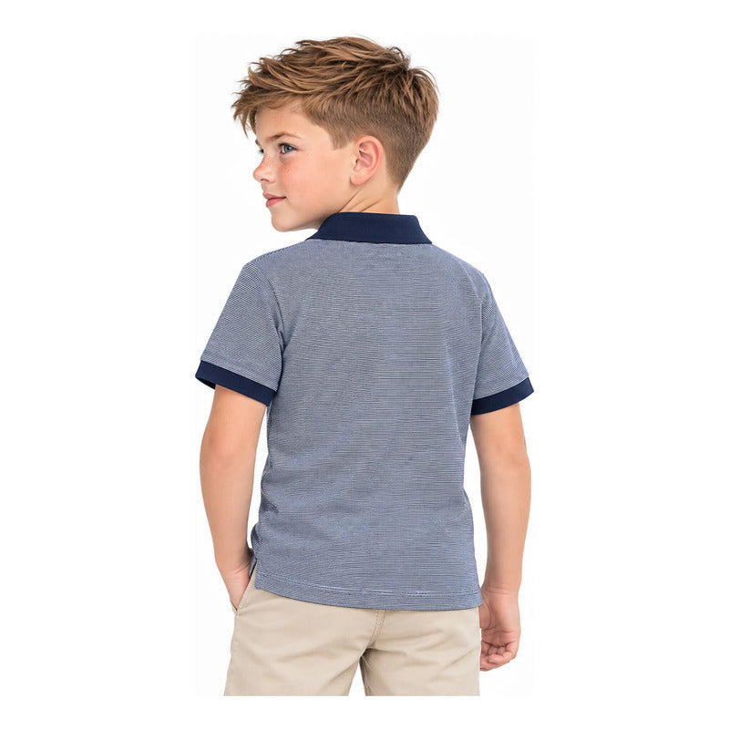 Playera Polo Para Niño Mod. 3105 Marca Mayoral® Marino 2 Años Lisa