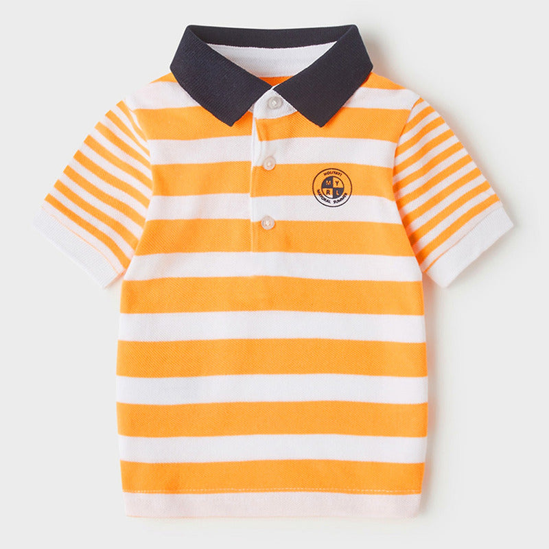 Playera Polo Para Bebé Mod.1104 Mandarina Marca Mayoral® Mandarina Rayas 12 Meses