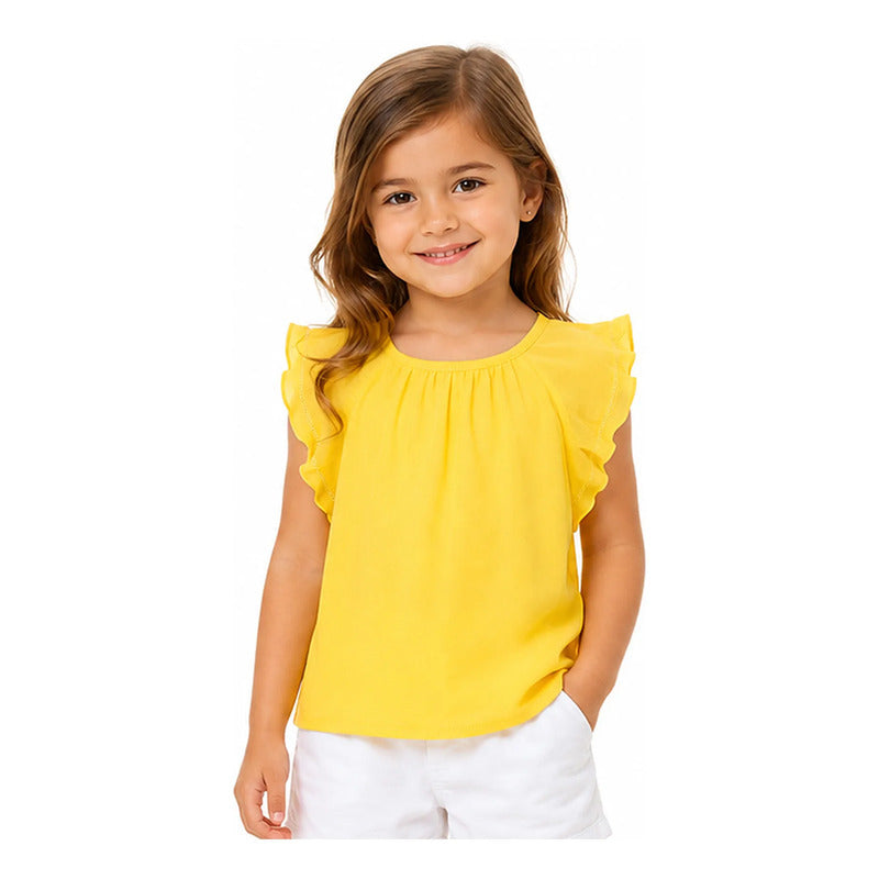 Blusa Ligera Casual De Niña Mod.3014 Marca Mayoral® Amarillo Lisa 4 Años
