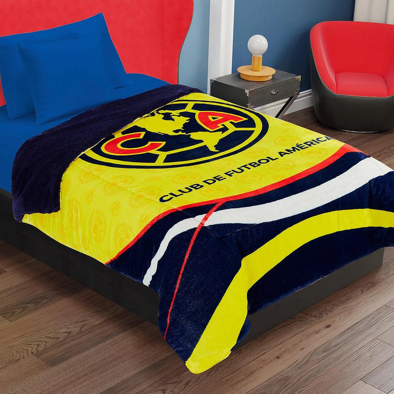 Cobertor Borrega Individual Futbol 1.50x2.00m Providencia® América 1 Kg Multicolor
