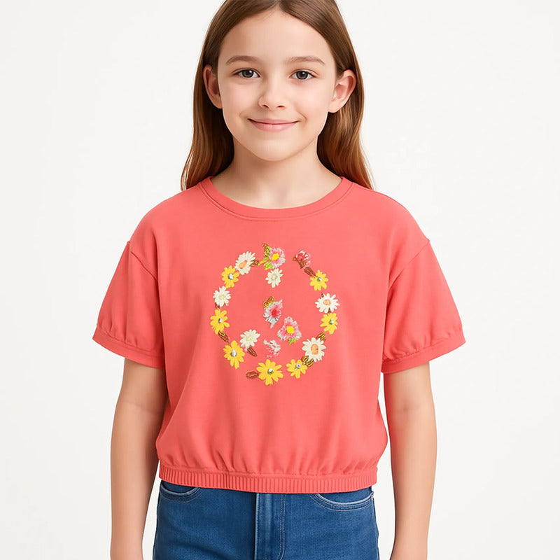Blusa Casual Corta Para Niña Mod.6056 Marca Mayoral® Azalea Floral 14 Años