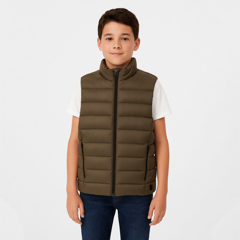 Chaleco Acolchado Para Niño Mod.7396 Marca Mayoral® Verde Olivo Lisa 10