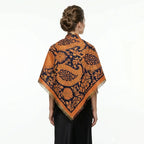 Chalina Chal Elegante Suave Para Mujer 130x130cm Naranja Naranja Geométrico Unitalla