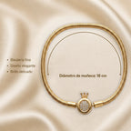 Pulsera Elegante Con Corona Para Mujer Bisutería Fina Dorado 18 Cm