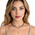 Collar Triple Dije Moneda Ojo De Horus Y Perla Para Mujer Multicolor