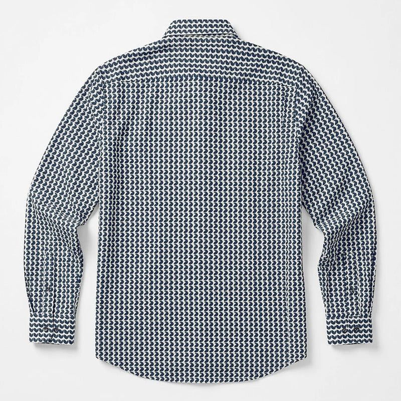 Camisa Casual Para Hombre Mod. Coello Marca Dario Beltran® Multicolor Geométrico G