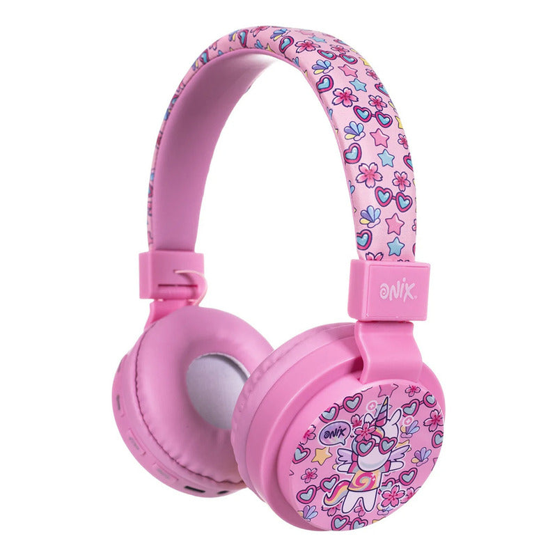 Audífonos Diadema Para Niños Bluetooth Marca Onix® Rosa