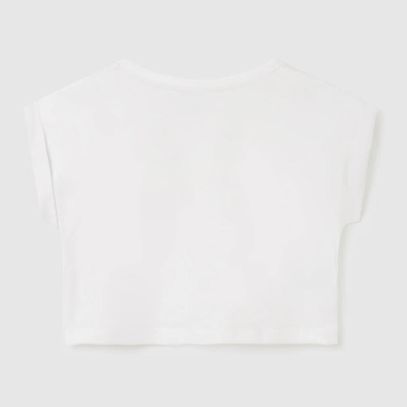 Blusa Corta Para Niña Mod.6047 Marca Mayoral® Blanco Carmín 16