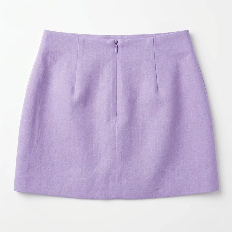 Falda Ligera Casual Para Mujer Mod. Dfcx0334 Marca Lob® Lila Lisa 32
