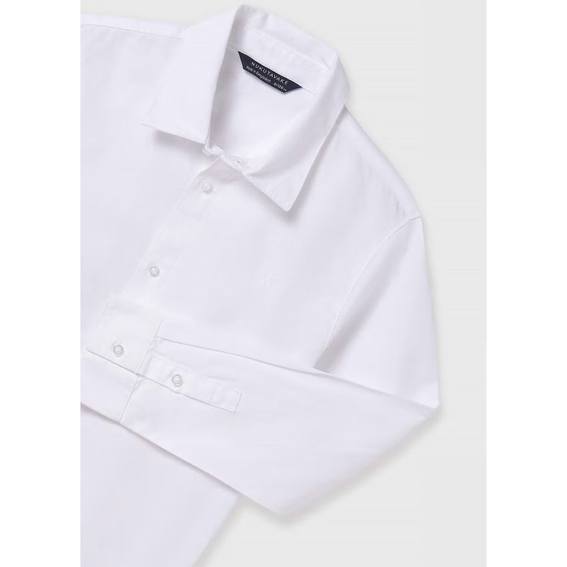Camisa Manga Larga Para Niño Mod.874 Marca Mayoral® Blanco Lisa 10 Años