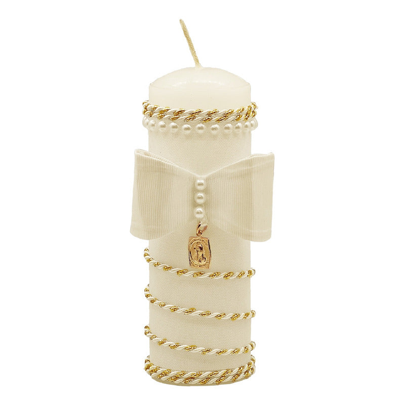 Set Para Bautizo Vela+concha+toalla+caja De Madera