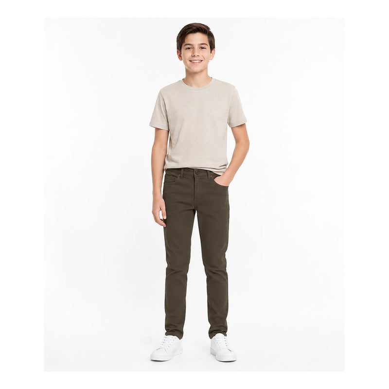 Pantalon Slim Fit Para Niño 7531 Marca Mayoral Nukutavake® Vison Lisa 16 Años