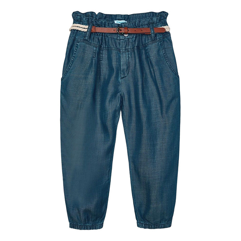 Pantalón De Niña Con Cinturón Mod.3552 Indigo Marca Mayoral® Índigo Liso 4 Años
