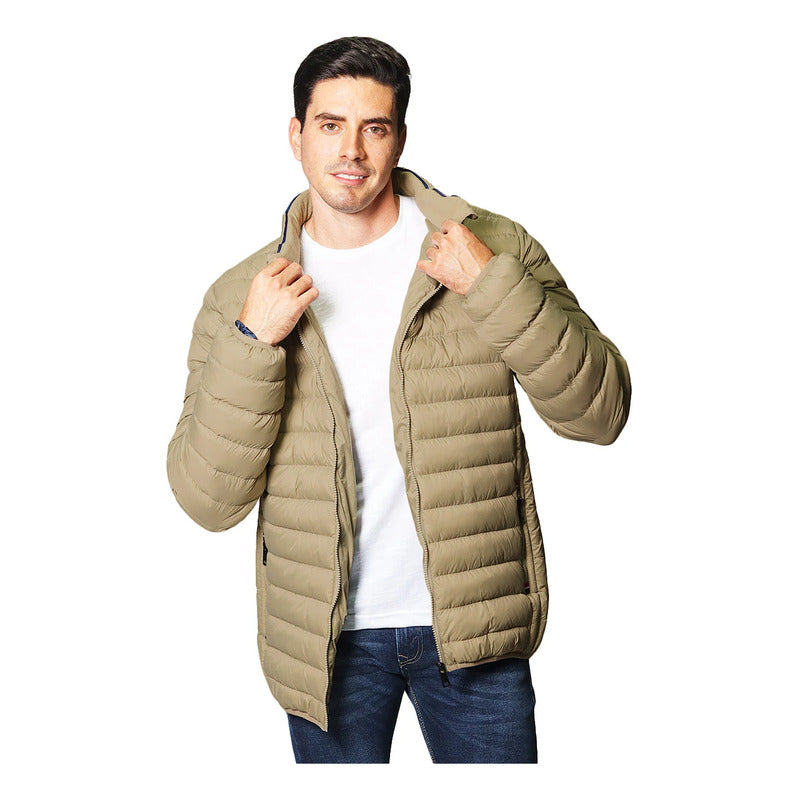 Chamarra Para Hombre Mod. D35105 Marca Bobois® Camello M Capitonado