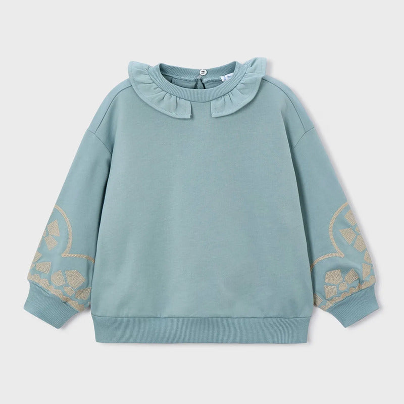 Suéter Cuello Holán Para Niña Mod.4430 Marca Mayoral® Salvia Liso 7 Años