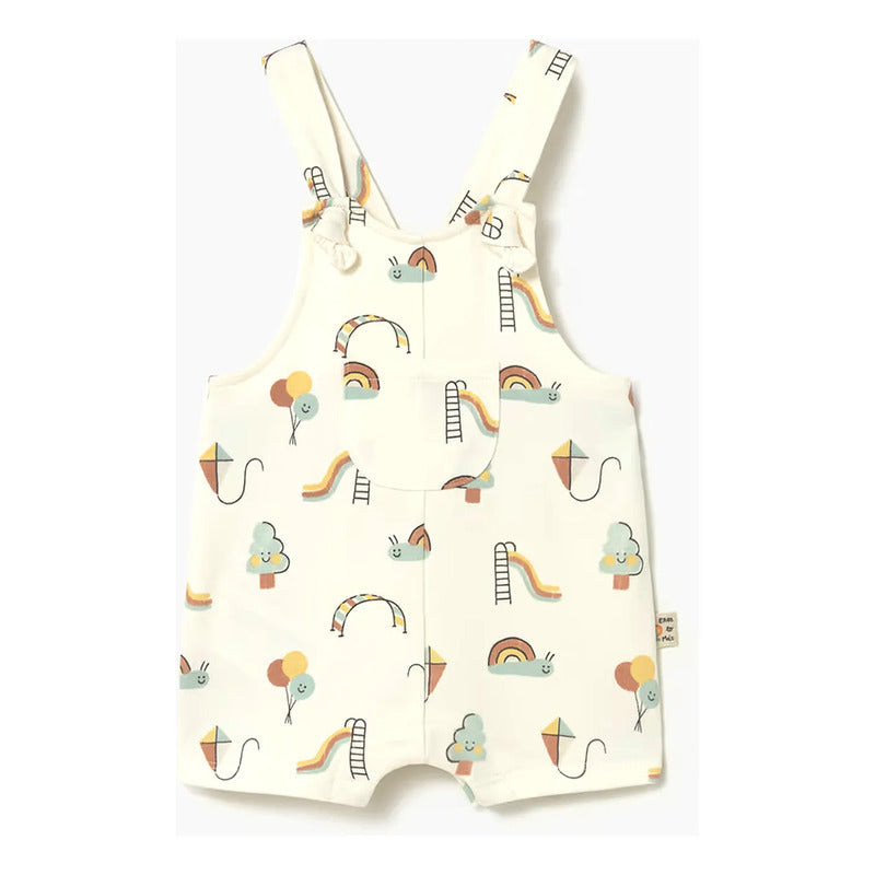 Overol De Algodón Para Bebé Mod. 1645 Marca Mayoral® Beige Caracoles 2-4 M