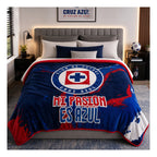 Cobertor Edredón De Borrega Matrimonial Providencia® Futbol Cruz Azul 1 Kg Multicolor