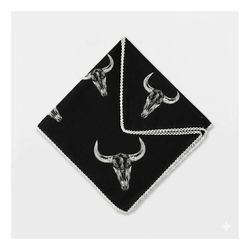 Pañuelo Multiusos Ligero Diseño Tradicional 55x55cm Negro Toros Unitalla