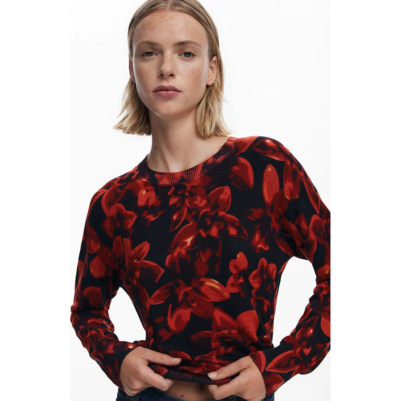 Suéter Ligero Para Mujer Mod. 25wwjf16/2000 Marca Desigual® Multicolor Floreado Xl