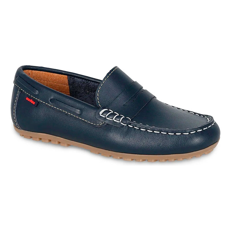 Zapato Mocasín Para Niño Mod.445300 Marca Coqueta Y Audaz® Azul Marino Lisa 20 Mx