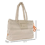 Bolso Tote Para Mujer Mod. Ji 2829 Marca Jaime Ibiza® Beige Lisa Níquel