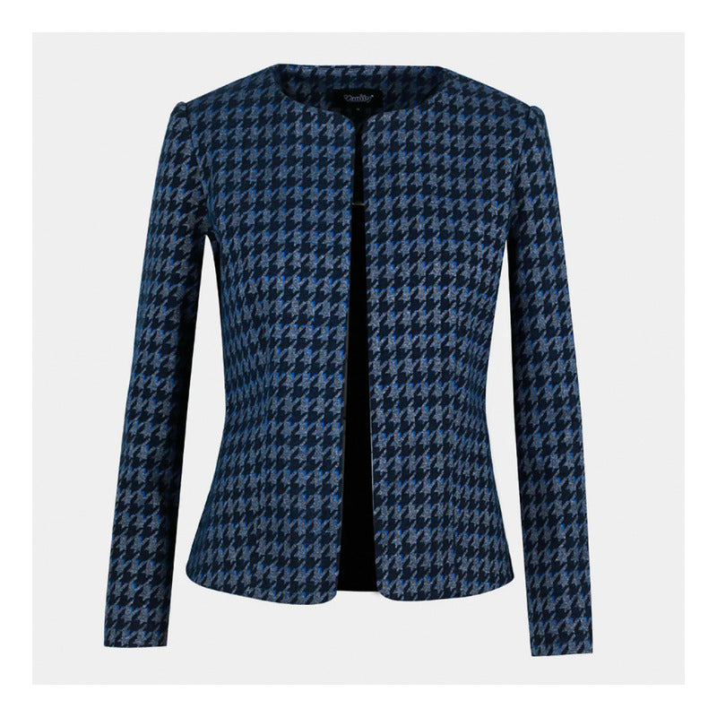 Blazer Casual Corto Houndstooth Para Dama Marca Vanity®