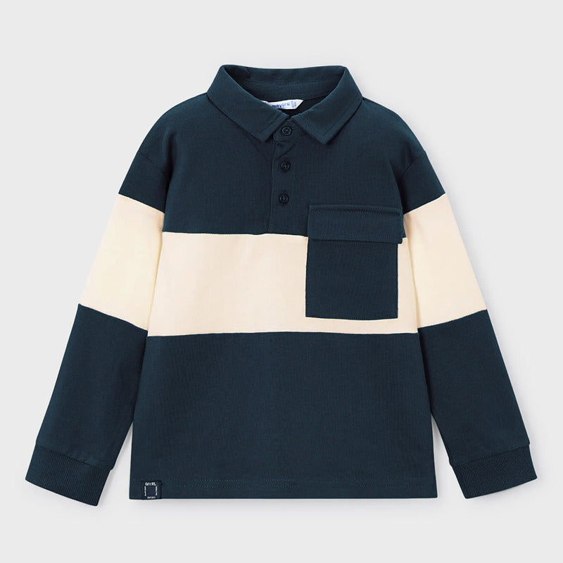 Playera Polo Manga Larga Para Niño Mod.4121 Marca Mayoral® Lisa 4 Años