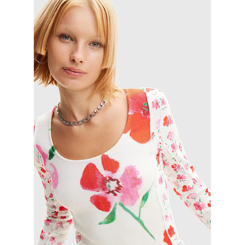 Blusa Estampado Floral Para Mujer 24swtk13/1000 Desigual® Multicolor Floreado M