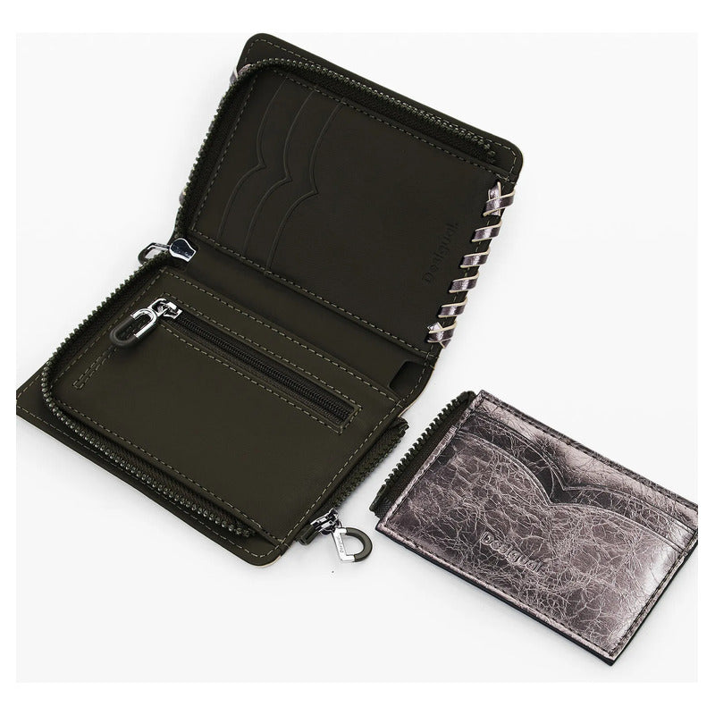 Monedero Pequeño Para Mujer Mod. 25wayp38/9067 Desigual® Gris Metalizado