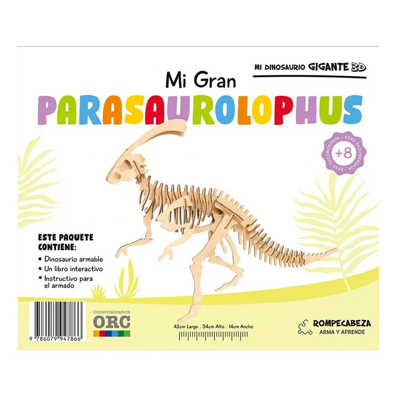 Rompecabezas De Madera Mi Dinosaurio Gigante 3d Marca Orc®