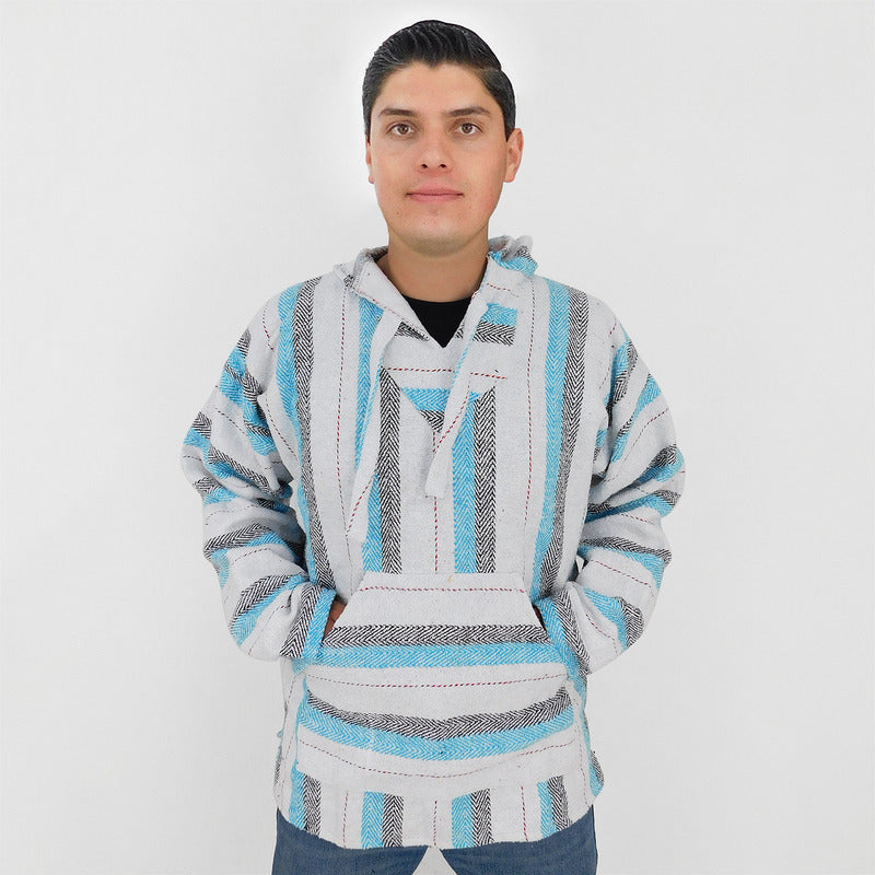 Suéter Poncho Canguro Artesanal Hoodie Acrilico Colores