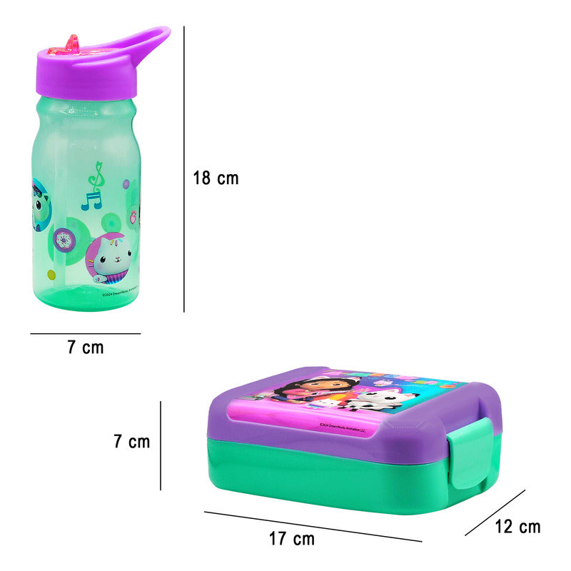 Lonchera Infantil De Plástico Con Botella Diseños Varios