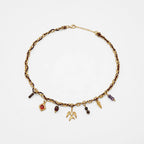 Collar De Mujer Cadena Entrelazada Estilo Bohemio Con Dijes Dorado
