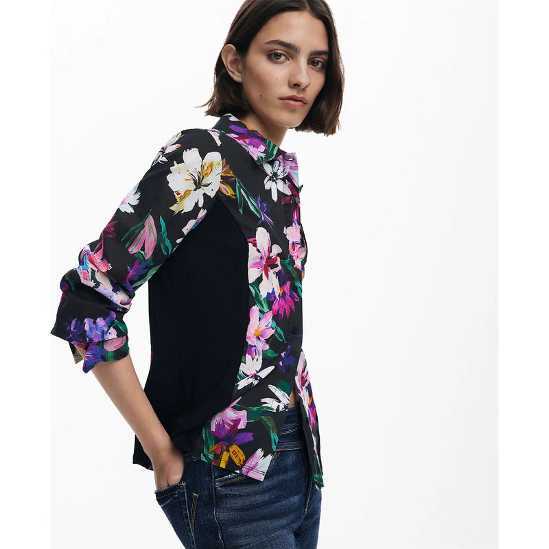 Camisa Casual Para Mujer 25wwcw15/2000 Marca Desigual® Multicolor Floreado Xs