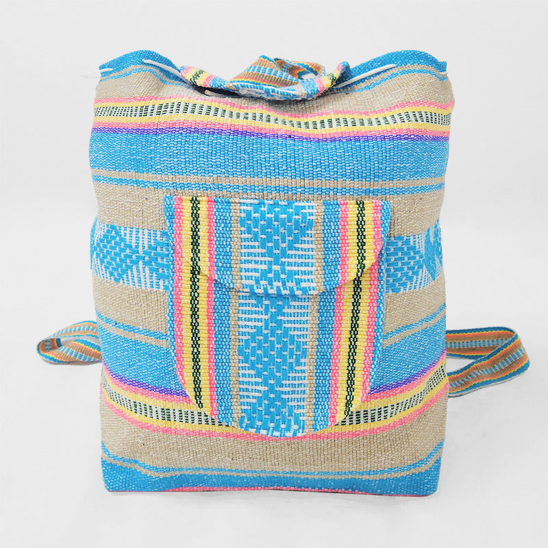 Mochila Artesanal Tejida Tipo Morral Con Bolsillo Frontal 10kg