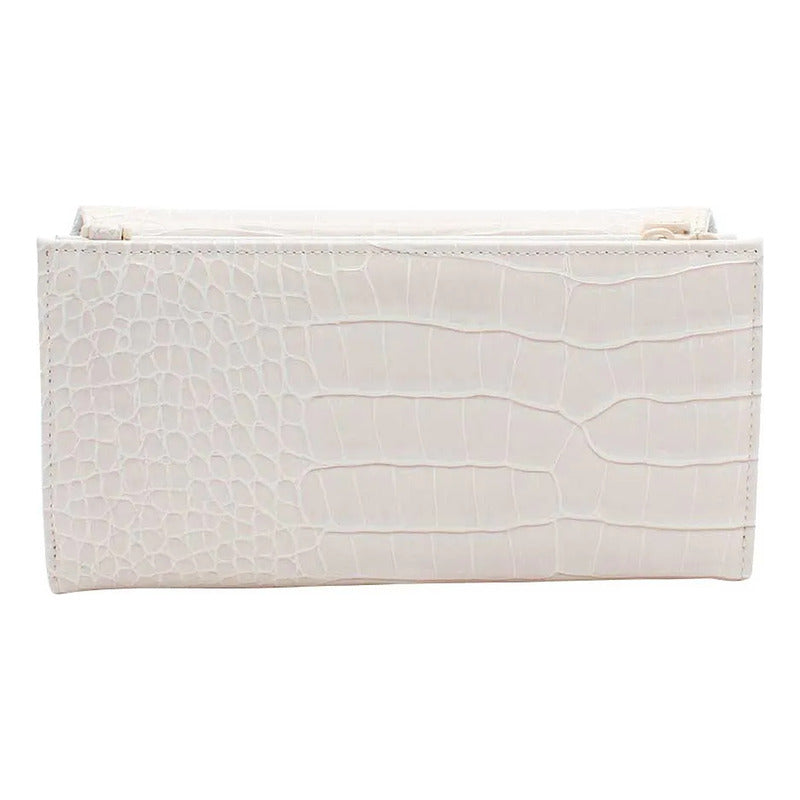 Cartera Mediana Crossbody Para Dama Mod. Ji 532 Jaime Ibiza® Blanco Croco Croco