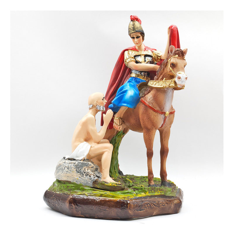 Imagen Religiosa De Resina San Martin Caballero 25cm Multicolor