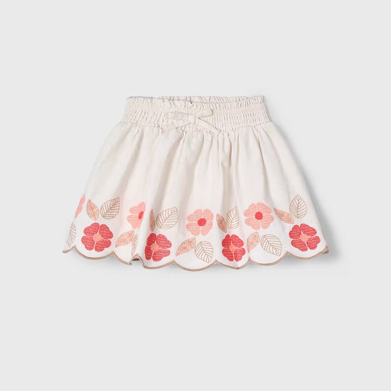 Falda Casual Bordada Para Niña Mod.3903 Marca Mayoral® Beige Floreado 2 Años