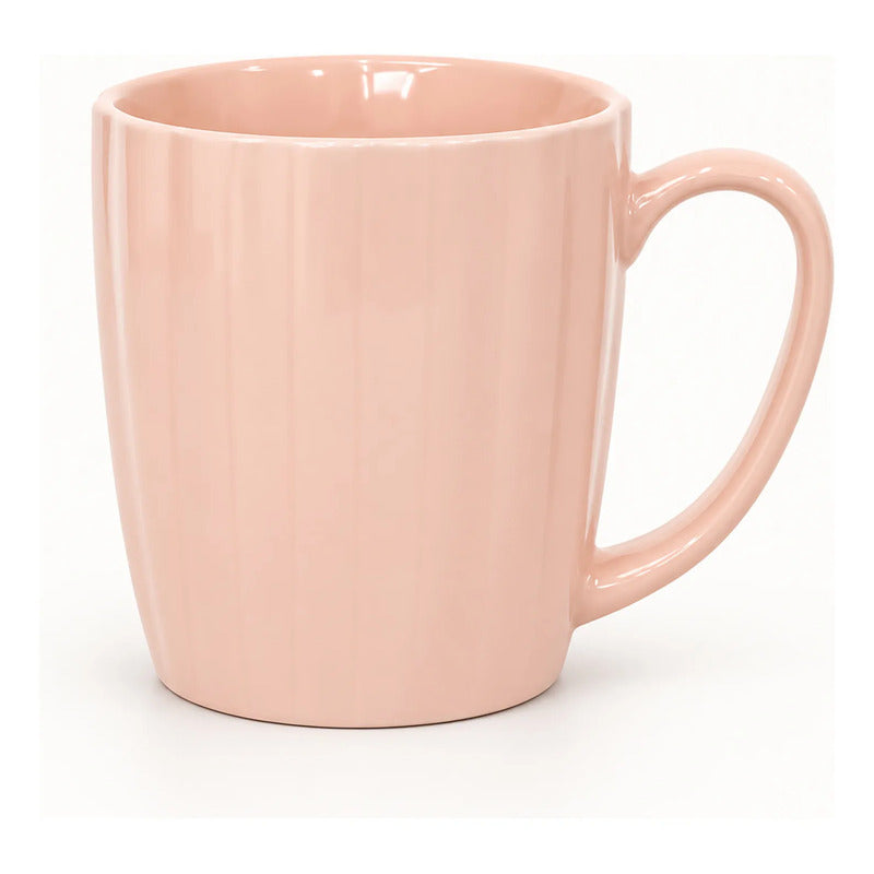 Taza De Cerámica Acanalada 370ml Estilo Nórdico Salmón 1744-98 Acanalada