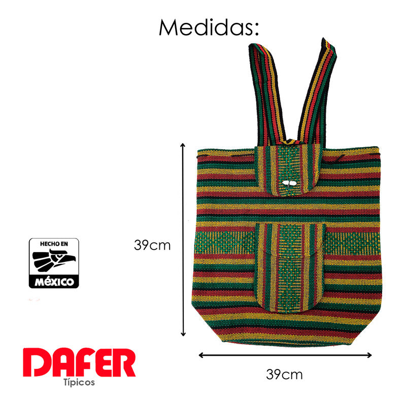 Mochila Artesanal Tejida Tipo Morral Con Bolsillo Frontal 10kg