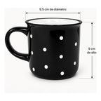 Taza De Ceramica Con Puntos 340ml Mod. 1744-60 Negro Puntos